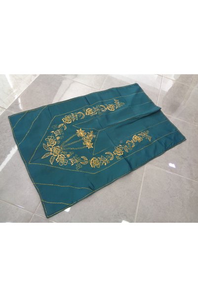 ŞAHMERDANOĞLU Şahmerdanoğlu 83X133 Green Colored, Silk Satin, Washable, with Wonderful Prayer Kd:Nem