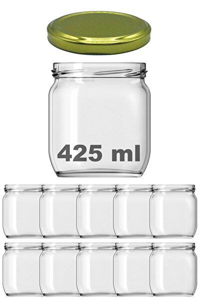 Afracam 425 ml Metal Gold Konserve Kapaklı 425 Cc Şeffaf Cam Kavanoz 10 Adet