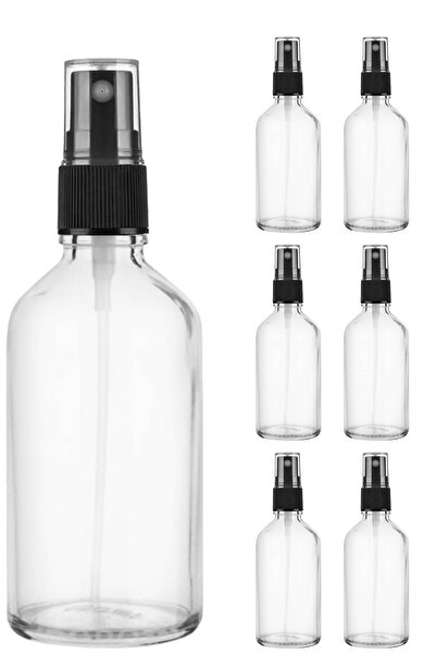 Afracam 50 ml Şeffaf Kapaklı Siyah Sprey 50 Cc Fısfıs Kolonya Dezenfektan Cam...