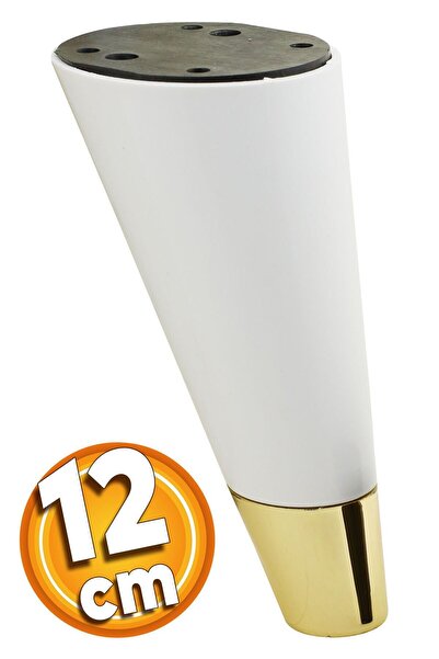 Badem10 Konik Lüks Mobilya Kanepe Tv Ünitesi Komidin Komodin Berjer Koltuk Ayağı 12 Cm Beyaz Altın Ayakları