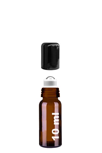 Afracam 10 ml Amber Çelik Roll On Şişesi 10 Cc Sızdırmaz Siyah Kapaklı Kahver...