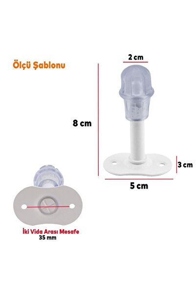 Badem10 Mobilya Kapı Arkası Kolu Stoperi Tamponu Metal Beyaz 8 Cm Stopu Durdurucusu Tutucu Tutacağı