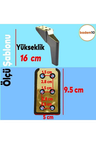 Badem10 Set de unități TV pentru mobilier Logan din 6 piese - picioare aurii negre de 16 cm, cu suport pentru fotoliu și canapea