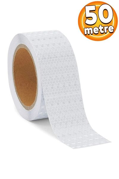 Badem10 50 Mt Reflective Vehicle Auto Truck Exterior Accessory Reflective Highlighter Strip Tape White Reflective Warning Tape