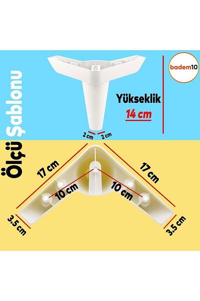 Badem10 Aspen Set 6 Mobilier Unitate TV Canapea extensibilă Fotoliu Baza de canapea Suport picioare 14 Cm Alb M8
