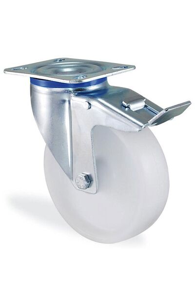 Badem10 Kama Frenli Oynak Tablalı 100x32 Mm Teker Poliamid Beyaz Burçlu Ağır ...