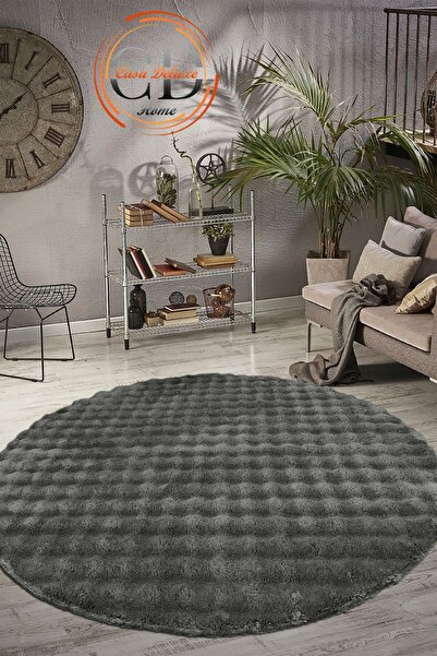 Casa Deluxe Home Antrasit Bubble Puffy Peluş Halı Tavşan Tüyü Kaymaz Makinede...