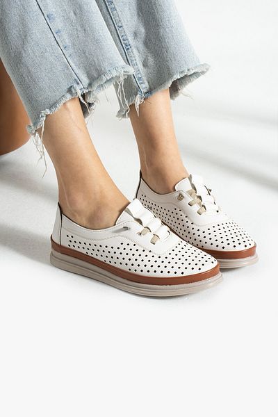 HKM shoes New Season Women's Daily Seasonal Soft Sole Comfortable Full Orthopedic Lace-up Ballerina Shoes