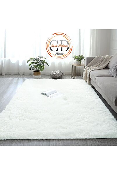 Casa Deluxe Home Beyaz Post Peluş Yumuşak Yıkanabilir Kaymaz Dot Taban Antiba...