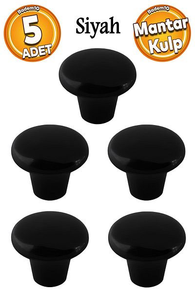 Badem10 (PLASTIC HARD) Buton ciupercă Mobilier negru Sertar de bucătărie Dulap dulap Mâner Mâner 5 buc