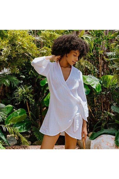 Miespiga Γυναικείο φόρεμα παραλίας μουσελίνας - 100% βαμβάκι, διπλό στήθος και ζώνη