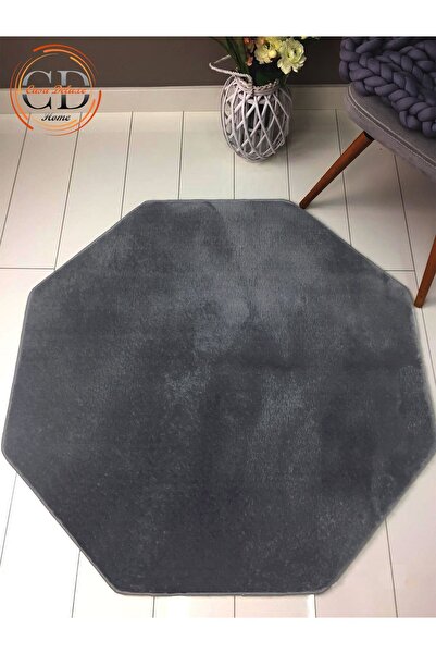 Casa Deluxe Home Antrasit Sekizgen Post Peluş Yumuşak Yıkanabilir Kaymaz Taba...