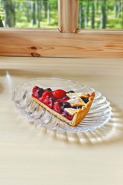 Jenisa Fish Glass Cake and Salad Plate Set - 20x15 cm 1 Piece