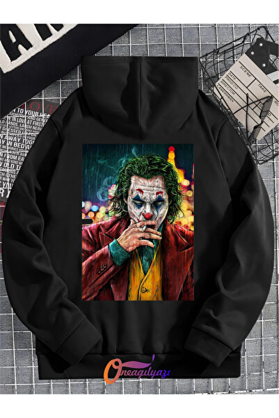 oneagılyazı Unisex Joker Sigara Baskılı Oversize Kapüşönlü Sweatshirt