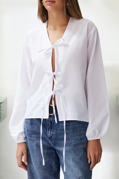 HAKKE Πλεκτό πουκάμισο - Γραβάτα μπροστά