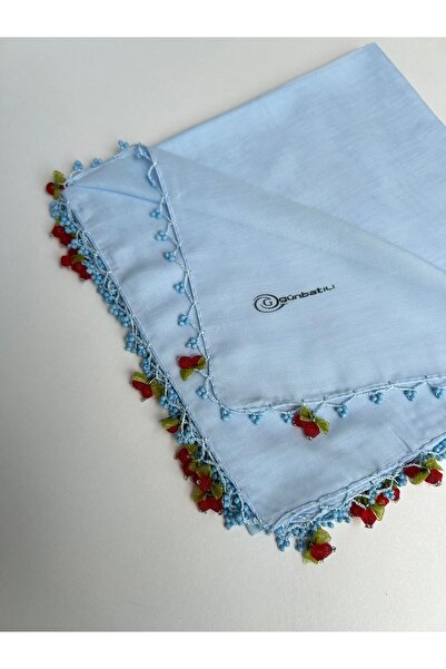 GÜNBATILI قماش قطني مطرز بالكرز - حافة كتابة مصنوعة يدويًا