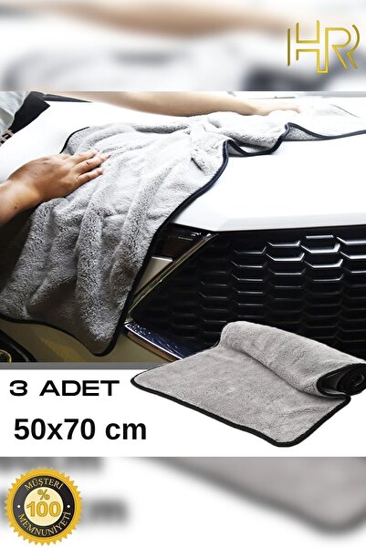 HR PAK ( 3 Adet ) Mikrofiber Oto Yıkama Ve Araba Kurulama Bezi Büyük Boy 50x7...