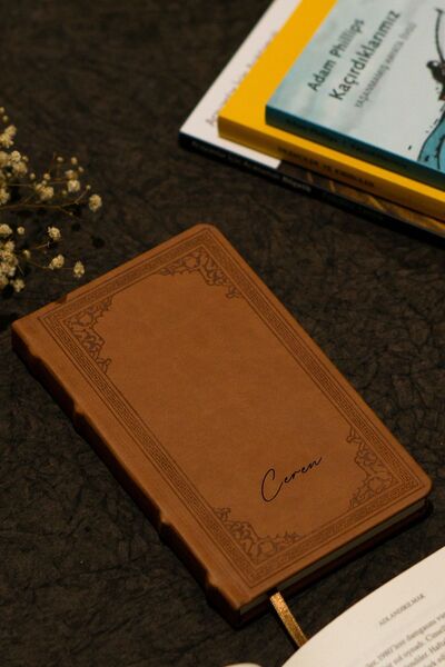 Kitaplı Hediye Kişiye Özel Deri Kaplı Antik Kapak Taba Renk Premium Hediye No...