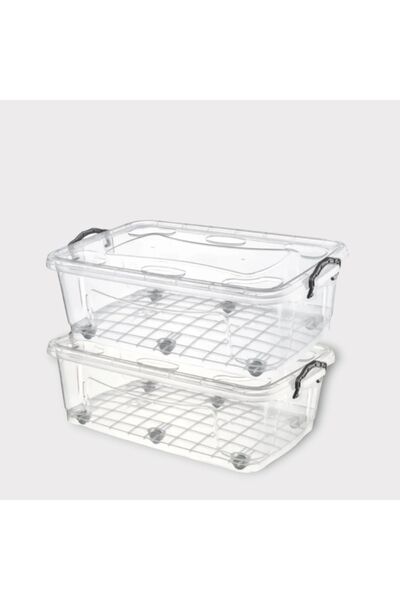 amaç yaşam ve ambalaj Amaç Yaşam 60 Litre Şeffaf Tekerlekli Saklama Kabı 2li Set