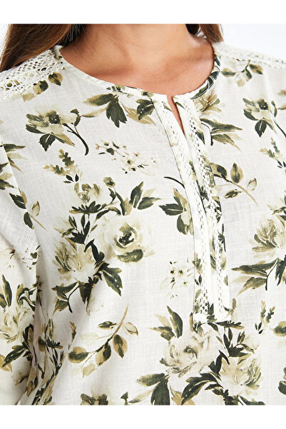 LC Waikiki LCW Grace - hosszú ujjú, virágmintás, szivárgó nyakú női tunika