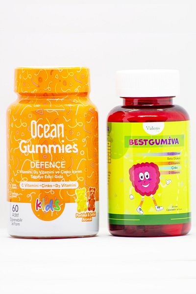 Ocean Gummies Defense 60 - Chewable Gel Form, Bestgumiva Multivitamin 30 Tb, Delicious Vitamin Set