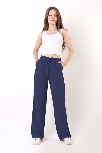 diaves Παντελόνι Loose Cut με λινό μπλε Navy