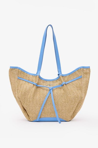 LOVENTA Wicker and Blue Niesha Allure-Mer Large Tote Bag