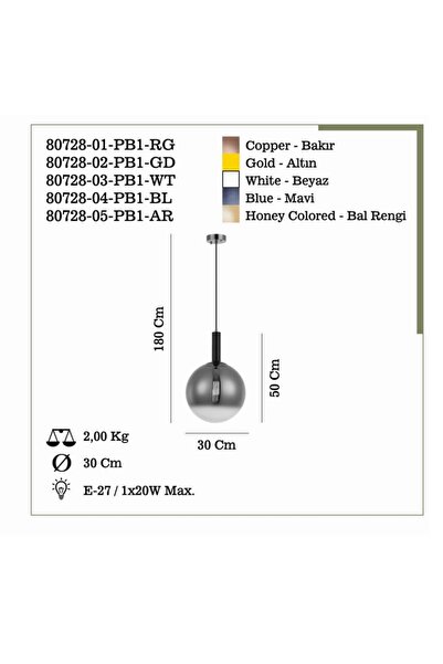 LUCEA VANETTA BEYAZ RENKLI 30 LUK CAM TEKLI 1XE27