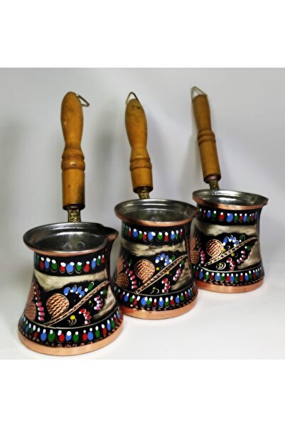 BAKIR Cezve Işlemeli 3'lü Takım