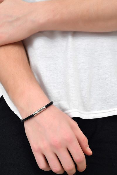 LABALABA Men's Black Leather Bracelet
