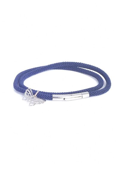 LABALABA WOMEN'S STEEL CLOSURE NAVY BLUE ACRYLIC COIL BRACELET
