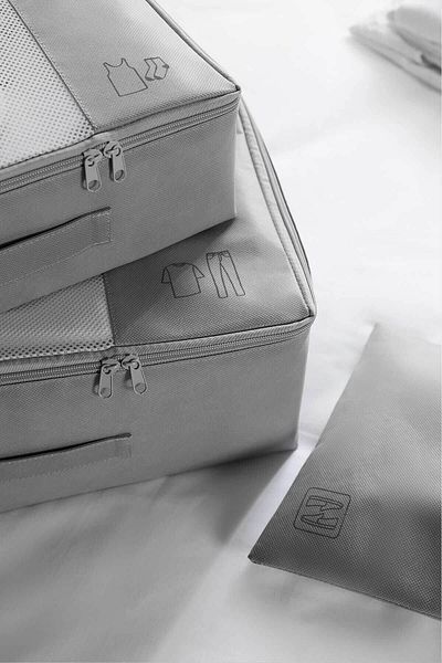 Ocean Home Textile Gray 3-Piece Suitcase Organizer - Suitcase Organizer Set, Travel Bag