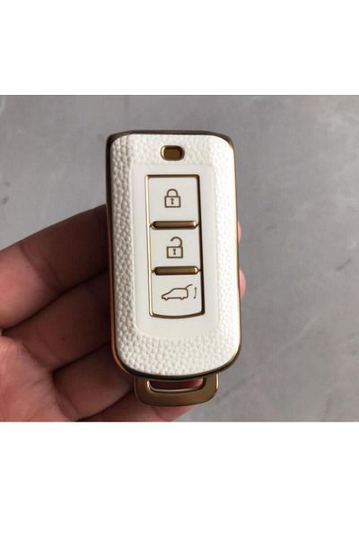 ŞENYILDIZ AKSESUAR Mitsubishi Outlander Asx Lancer Pajero Eclipse - White and Gold 2ndPicture Key Case