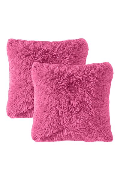 In House 2 Pieces Fur Decorative Cushion Set Soild Design - 45x45 cm
