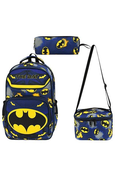 ms mixxstore Rucsac pentru școală primară pentru bărbați cu model de lilieci bleumarin - / 825