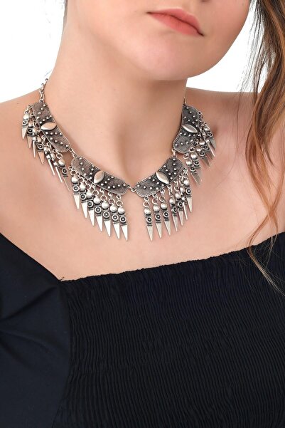 LABALABA KADIN ANTİK GÜMÜŞ KAPLAMA BOHEM KOLYE