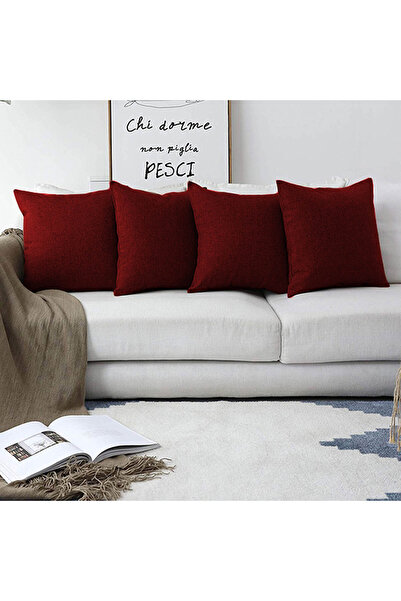 In House 4 Pieces Linen Decorative Cushion Set Solid Design - 45x45 cm