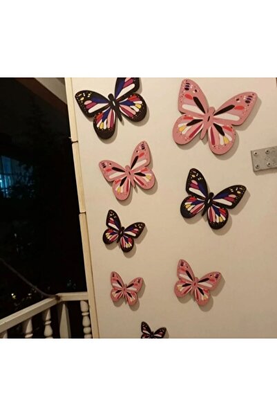 YAHO OYUNCAĞIN DOĞAL HALİ Ahşap Kelebek Duvar Süsü (10 adet)