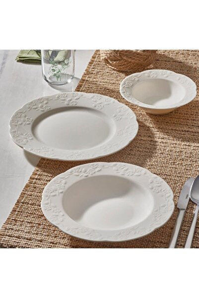 Güral Porselen Carmına 24 Parça 6 Kişilik Bone Yemek Takımı