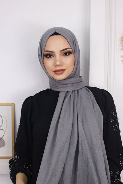 feronis Hijab Women's Bamboo Shawl Model - Smoke
