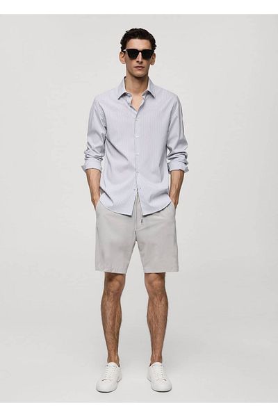 MANGO Man Slim Fit pruhovaná strečová košile