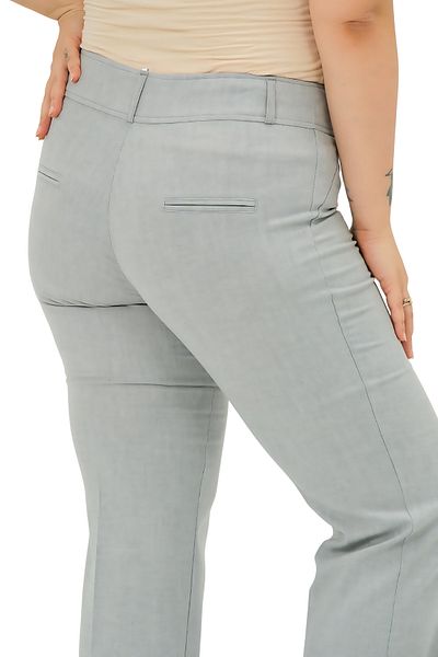 Hanezza Pantaloni de damă din bumbac lycra cu talie înaltă gri - Casual Business Plus Size