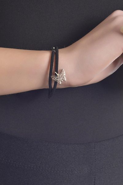 LABALABA WOMEN'S STEEL CLOSURE BLACK ACRYLIC COIL BRACELET