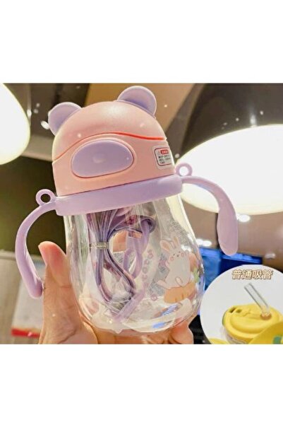 Duffa 250ml Bpa'sız Pipetli Bebek Suluk Kulaklı Kollu Yumuşak Pipetli Bebek S...