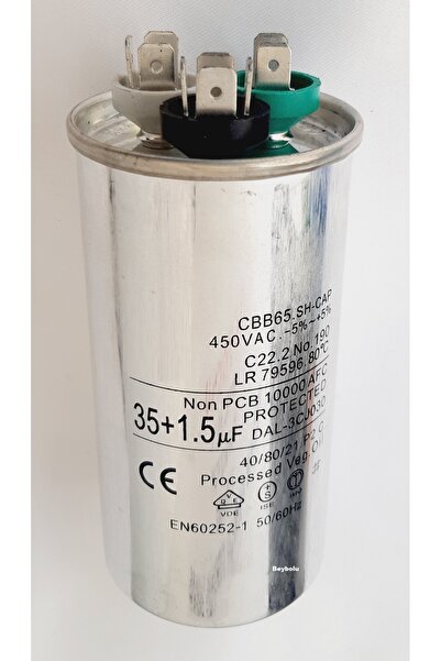 FullYedek 35+1,5 uF KLİMA KAPASİTÖR , 35+1,5 MF 450 V AC KLİMA KONDANSATÖR