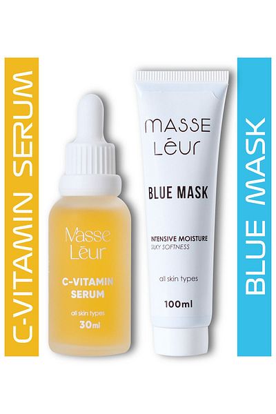 Masse Leur Intense Moisturizing Soothing Blue Mask and Brightening C-Vitamin Serum 2-Piece Care Set