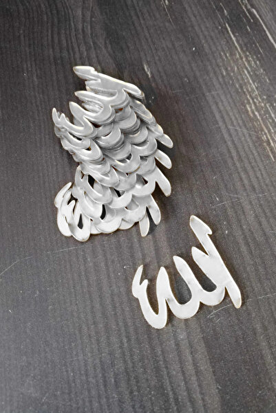 ALSHOP 30 Adet Allah Lafzı Gümüş Pleksi Yasin Süsleme Malzemesi  4 Cm Yapışka...