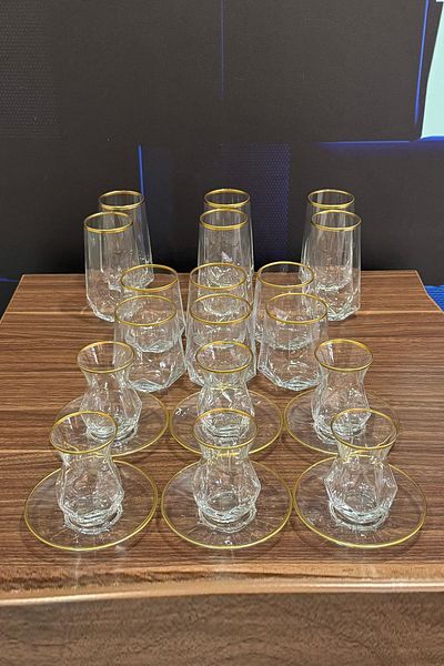 ASYA BAZAAR 24 Piece Gilded Tea and Soft Drink Glass Set