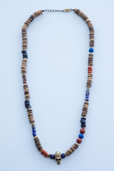 Lila Rosa Otantik Kurukafa Figürlü Ahşap Kolye