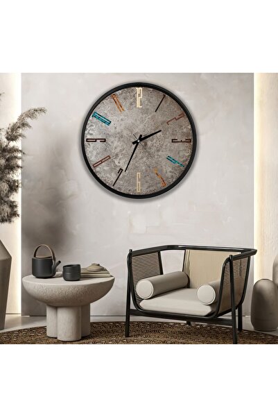 EMYA HOME Stone Kanvas (Ahşap) Duvar Saati - 50 cm